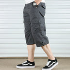 Drawstring Cargo Capri Shorts