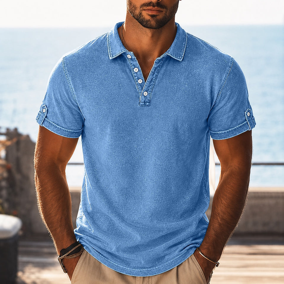 Textured Washed Polo Shirt