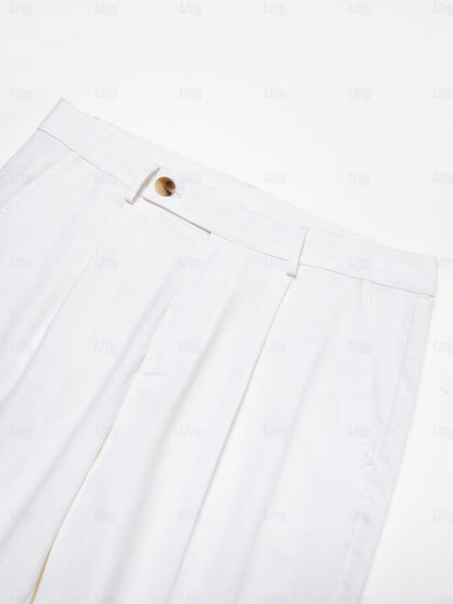 Cotton Linen Solid Color Pants - oukumen