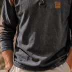 Color-Block Long-Sleeve Henley Shirt