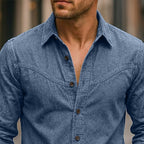 Acid-Wash Long-Sleeve Denim Shirt