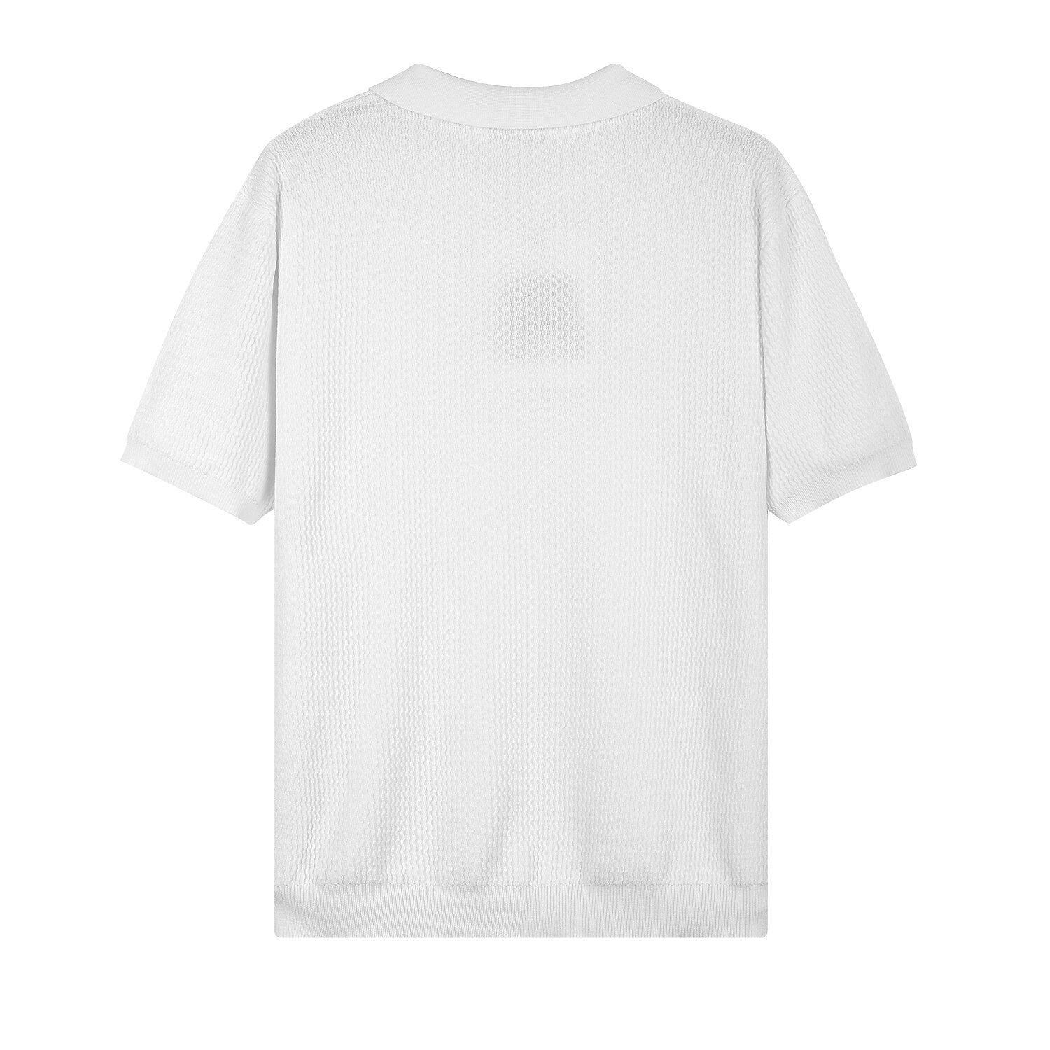 Textured Knit Polo Shirt - oukumen