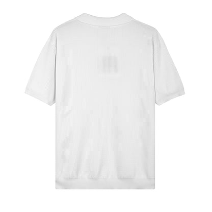 Textured Knit Polo Shirt - oukumen