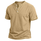 Acid-Wash Short-Sleeve Henley Shirt