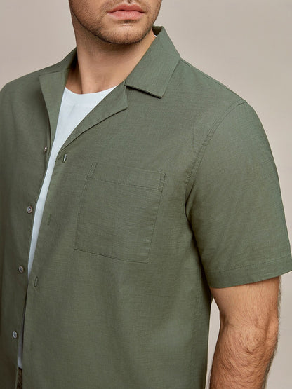 Linen Cotton Cuban Collar Casual Shirt - oukumen