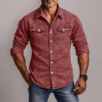 Acid-Wash Long-Sleeve Denim Shirt