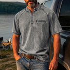 Washed Mandarin-Collar T-Shirt