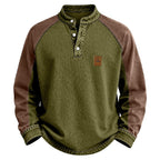 Color-Block Acid-Wash Henley Shirt
