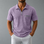 Acid-Wash Zip Polo Shirt