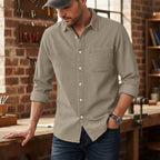 Washed Long-Sleeve Denim Shirt