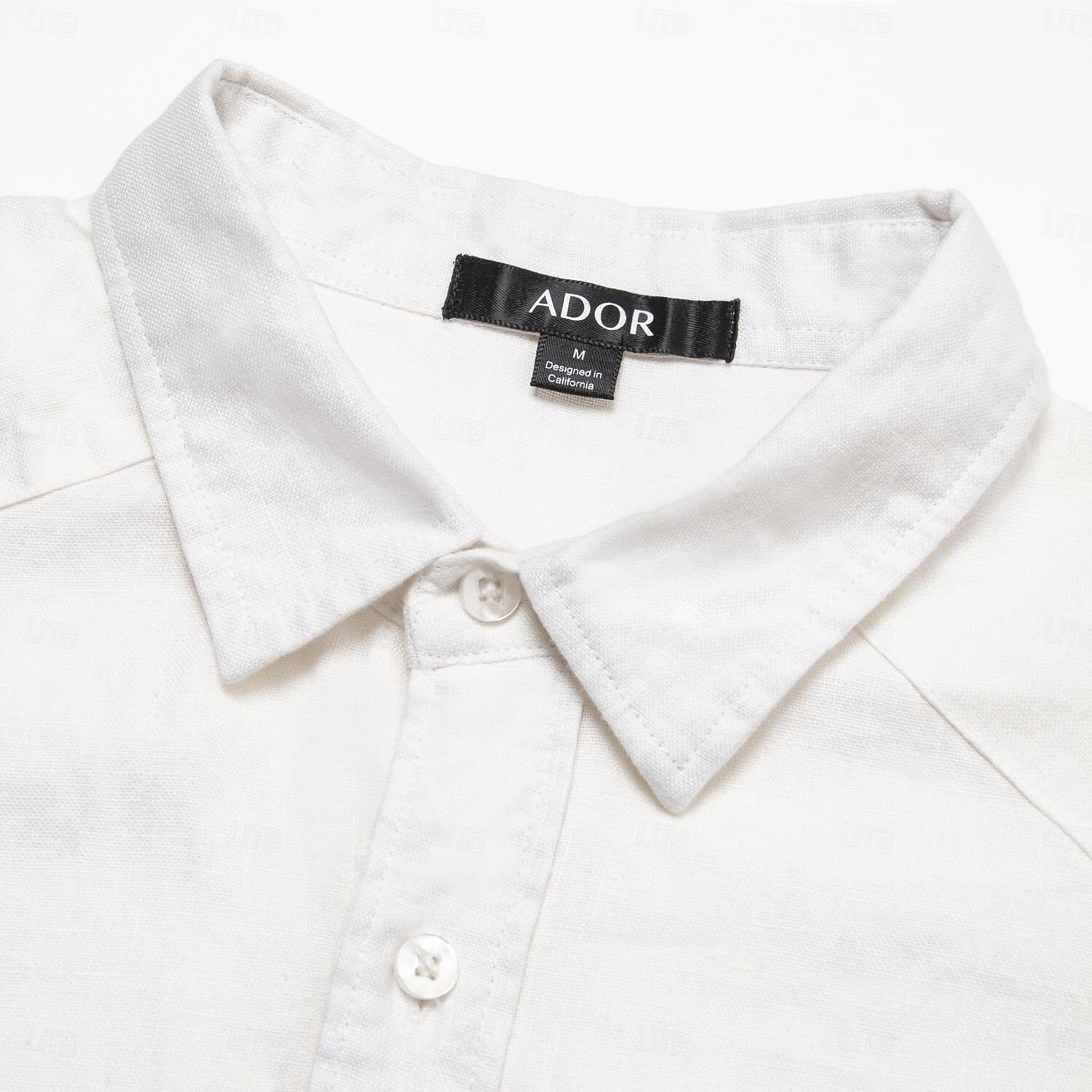 100% Linen Fold-over Collar Casual Shirt - oukumen