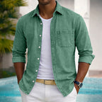 Washed Long-Sleeve Denim Shirt