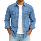 Acid-Wash Long-Sleeve Denim Shirt