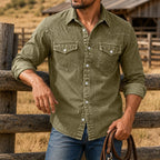 Acid-Wash Long-Sleeve Denim Shirt