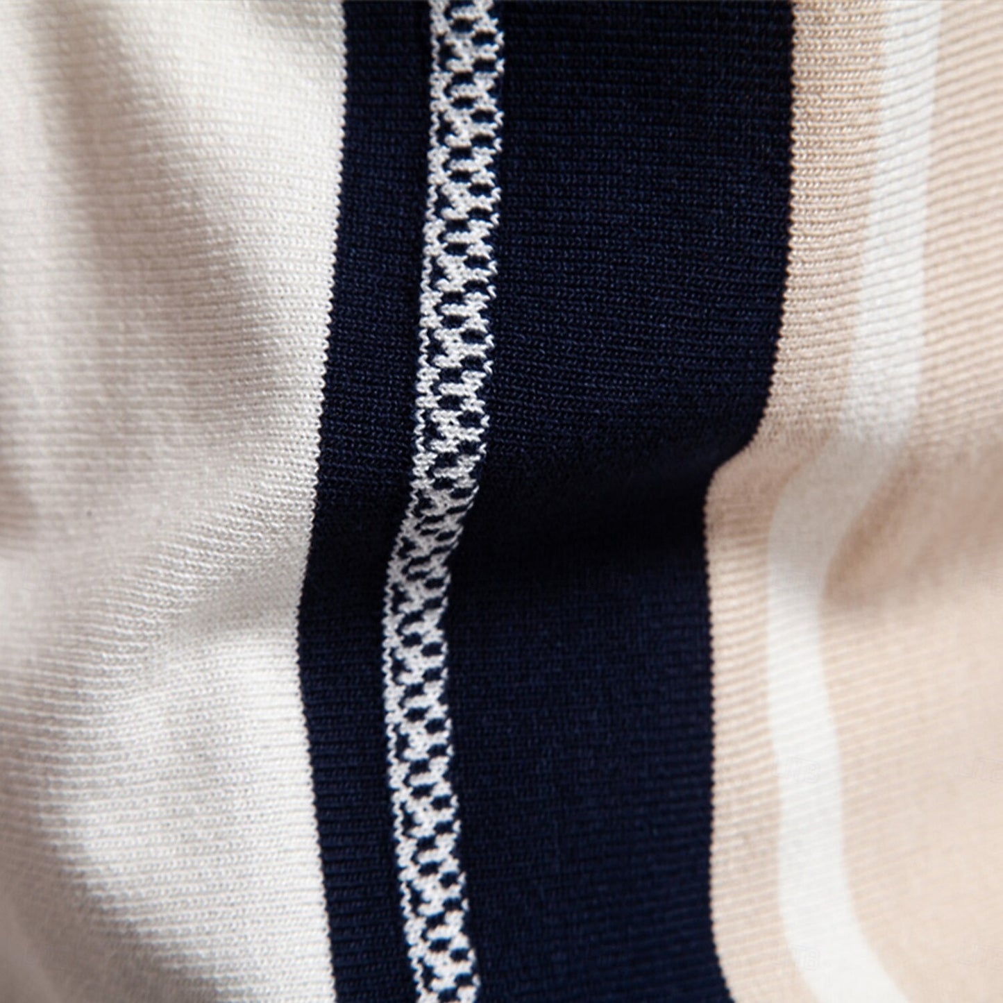 Classic Knit Polo with Vertical Stripes