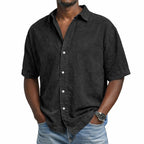 Acid-Wash Short-Sleeve Denim Shirt