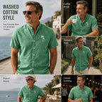 Washed Mandarin-Collar Denim Shirt