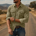 Acid-Wash Long-Sleeve Denim Shirt