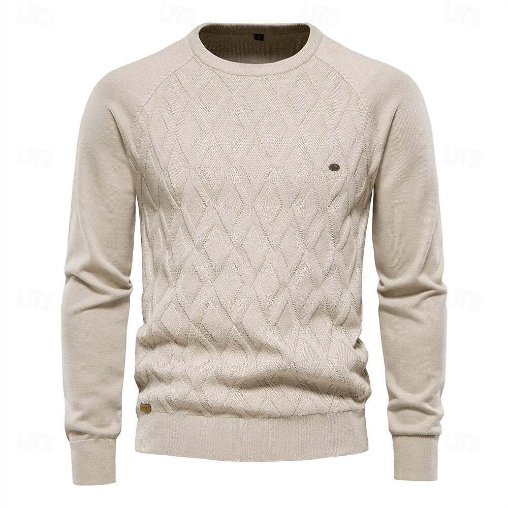 Crew Neck Elegant Pullover Sweater - oukumen