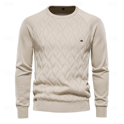 Crew Neck Elegant Pullover Sweater - oukumen