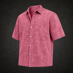 Acid-Wash Short-Sleeve Denim Shirt