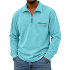 Acid-Wash Zip-Pocket Polo Shirt
