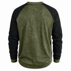 Color-Block Washed Henley Shirt