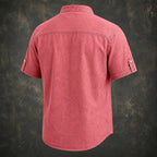 Acid-Wash Mandarin-Collar Shirt