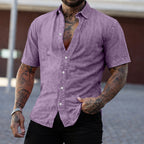 Washed Short-Sleeve Denim Shirt