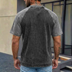 Color-Block Patchwork Henley Shirt
