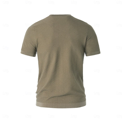 Silk Linen Cotton Crew Neck Knit T-Shirt