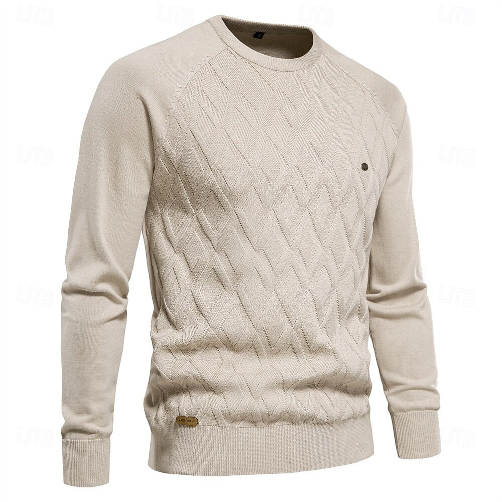 Crew Neck Elegant Pullover Sweater - oukumen