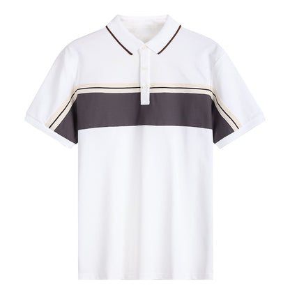 Cotton Blend Casual Colorblock Polo Shirt - oukumen