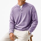 Washed Long-Sleeve Henley Shirt