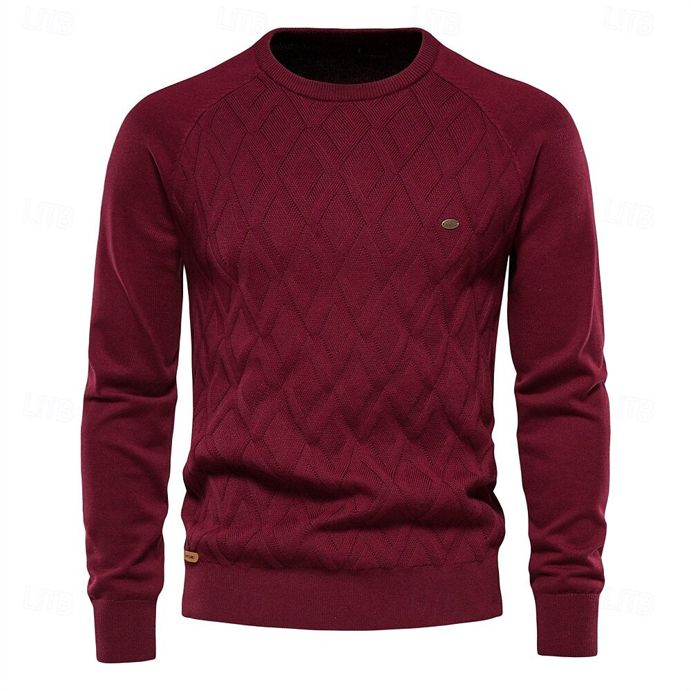 Crew Neck Elegant Pullover Sweater - oukumen