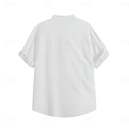 100% Cotton Band-Collar Shirt