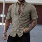 Washed Short-Sleeve Denim Shirt