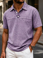 Color-Block Acid-Wash Polo Shirt