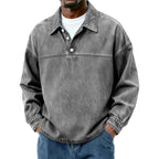 Washed Long-Sleeve Polo Shirt