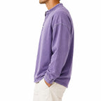 Washed Long-Sleeve Henley Shirt