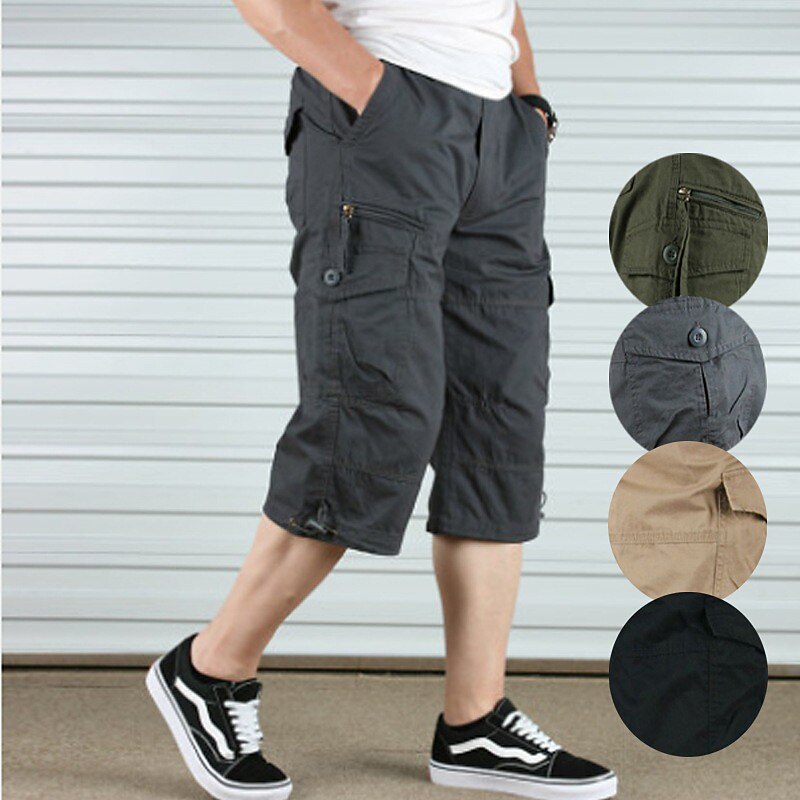 Drawstring Cargo Capri Shorts
