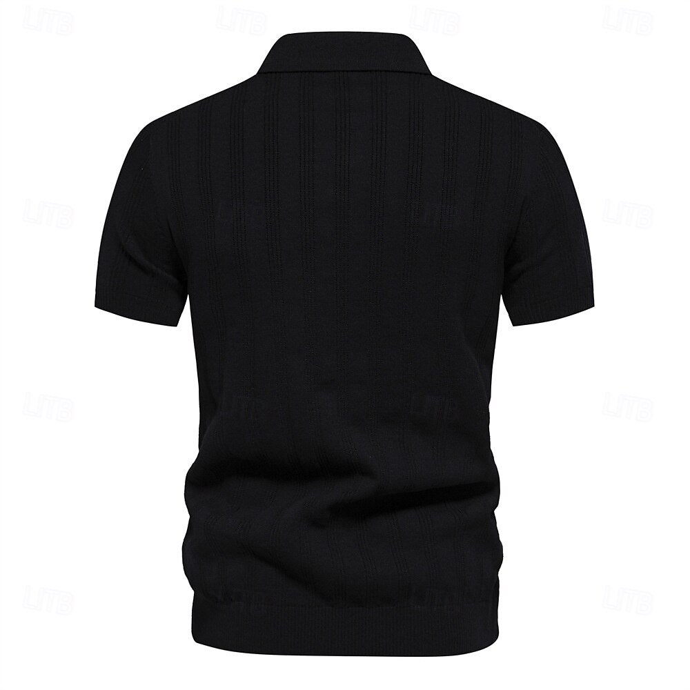 Business Casual Lapel Button Short Sleeve Polo - oukumen