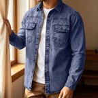 Acid-Wash Long-Sleeve Denim Shirt