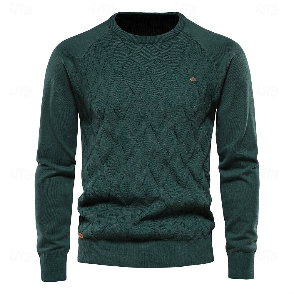 Crew Neck Elegant Pullover Sweater - oukumen