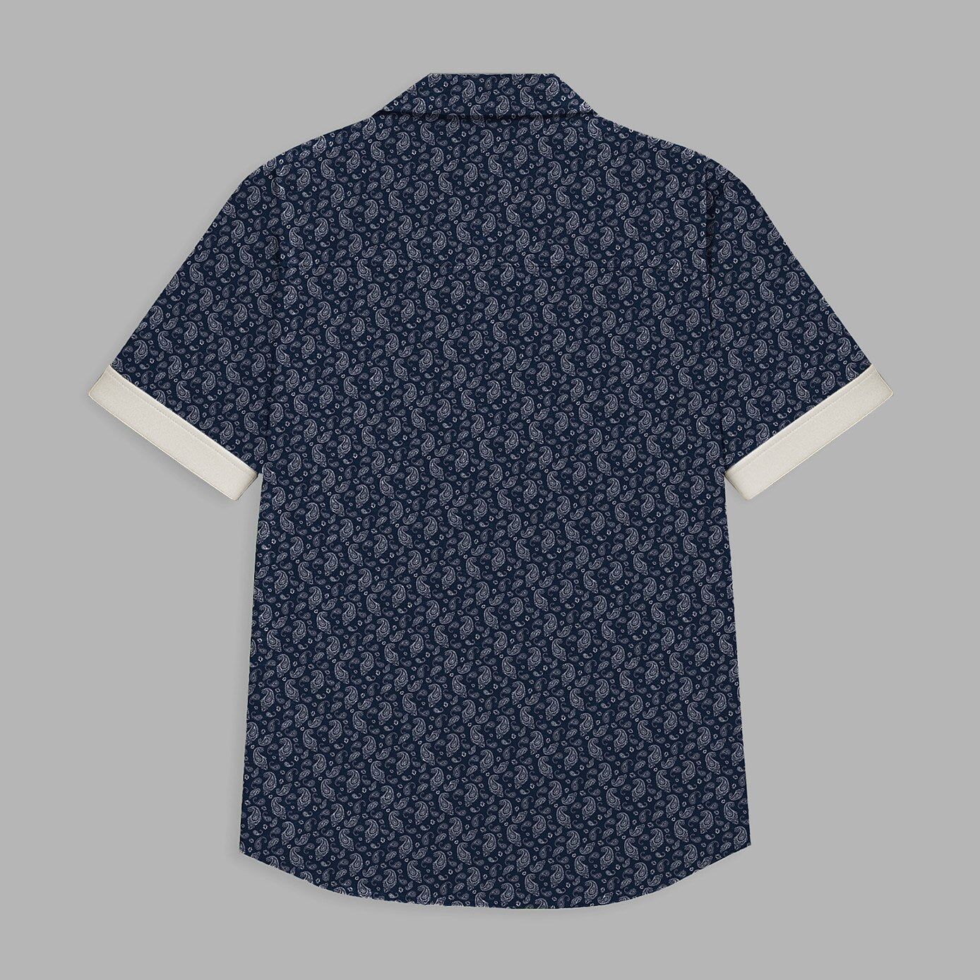 100% Cotton Paisley Print Short Sleeve Shirt - oukumen