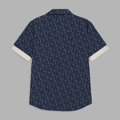 100% Cotton Paisley Print Short Sleeve Shirt - oukumen