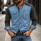 Color-Block Acid-Wash Shirt