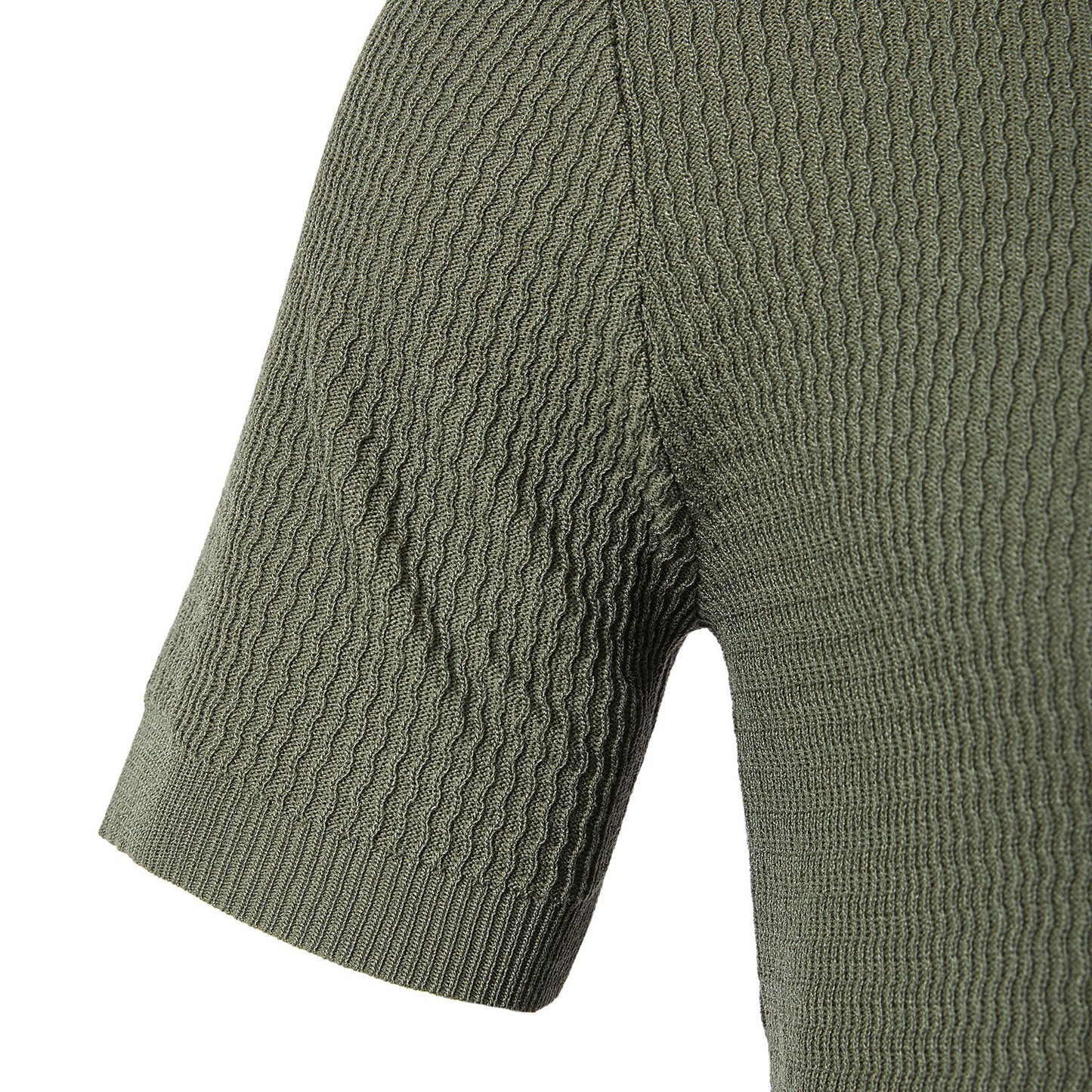 Textured Knit Polo Shirt - oukumen