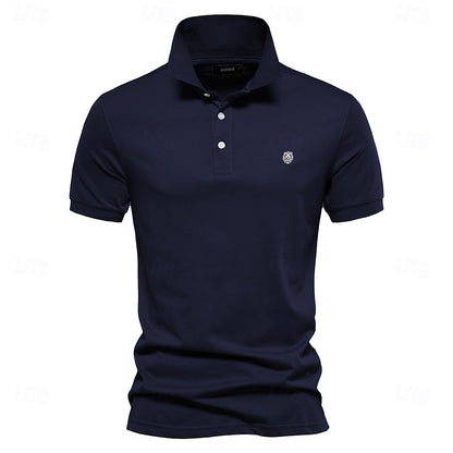 100% Cotton Turndown Short Sleeve Polo - oukumen