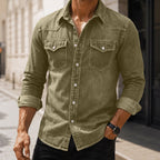 Washed Long-Sleeve Denim Shirt